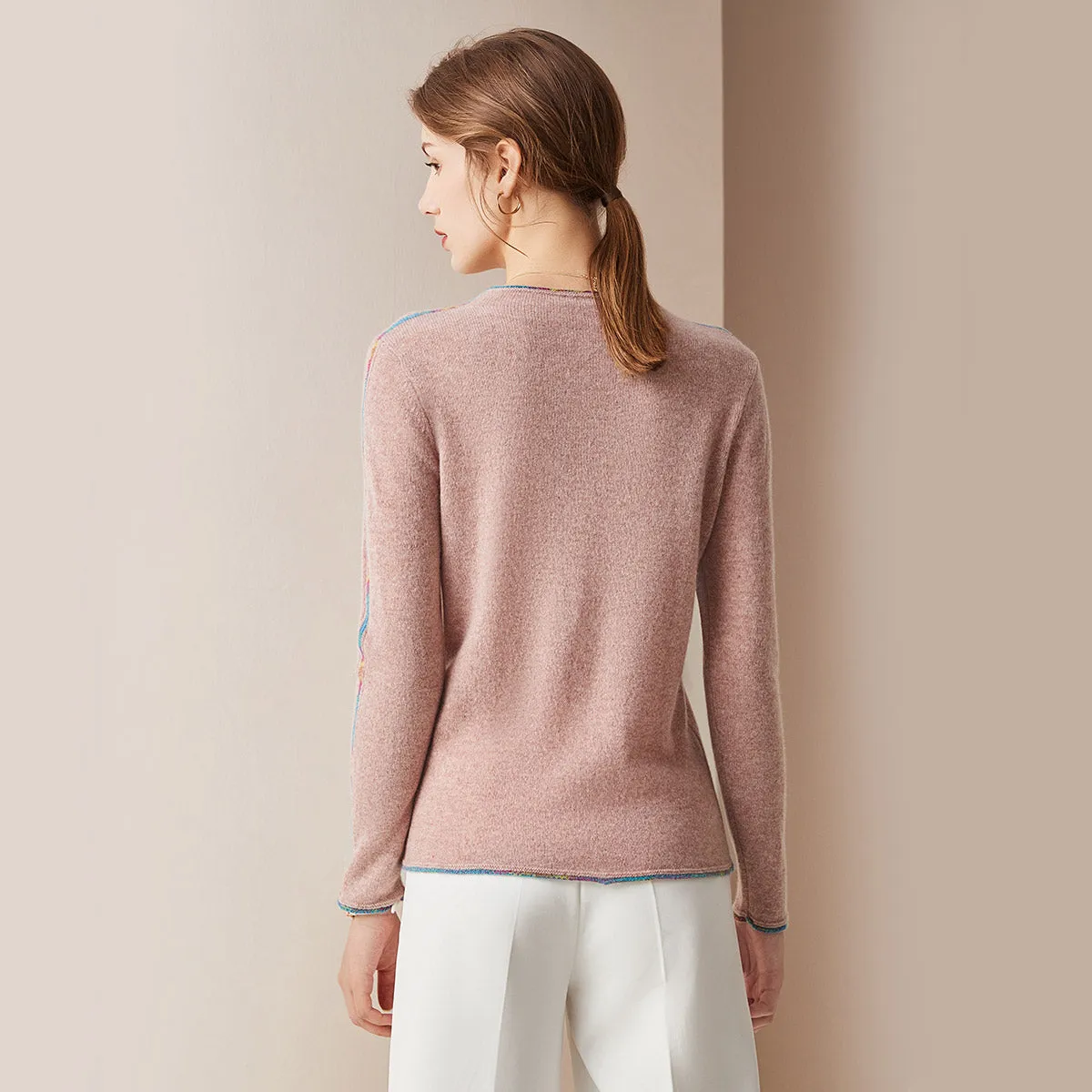 100% Cashmere Sweater with Built-in Collar