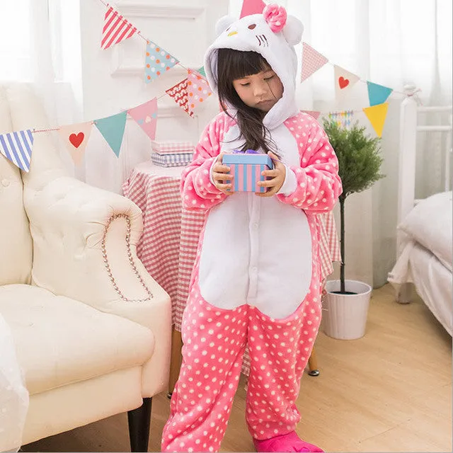 2017 Baby Boys Girls Unicorn Panda Children pajamas set Flannel Stitch Animal Pajamas Kids Pajama sets Onesies Children Clothing