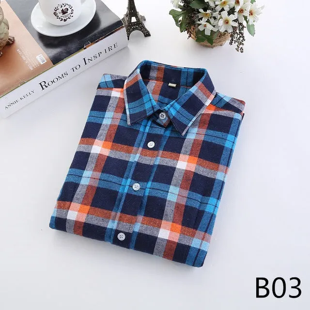 2017 Fashion Women Plaid Shirt Flannel Shirt 5XL Long Sleeve Women Blouse Shirt Cotton Blusas Tops Blouse Plus Size Office Shirt