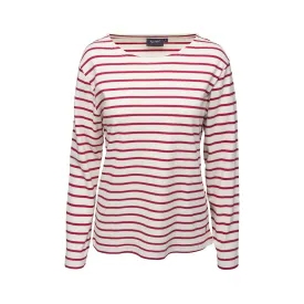 Antibes Striped Long Sleeve Tee - Ecru/SR Red