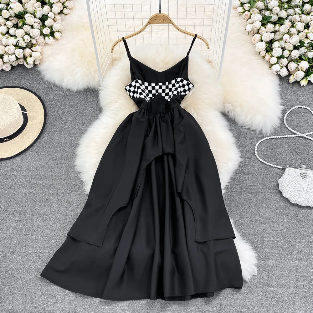 Black A line short dress fashion girl dress     S413