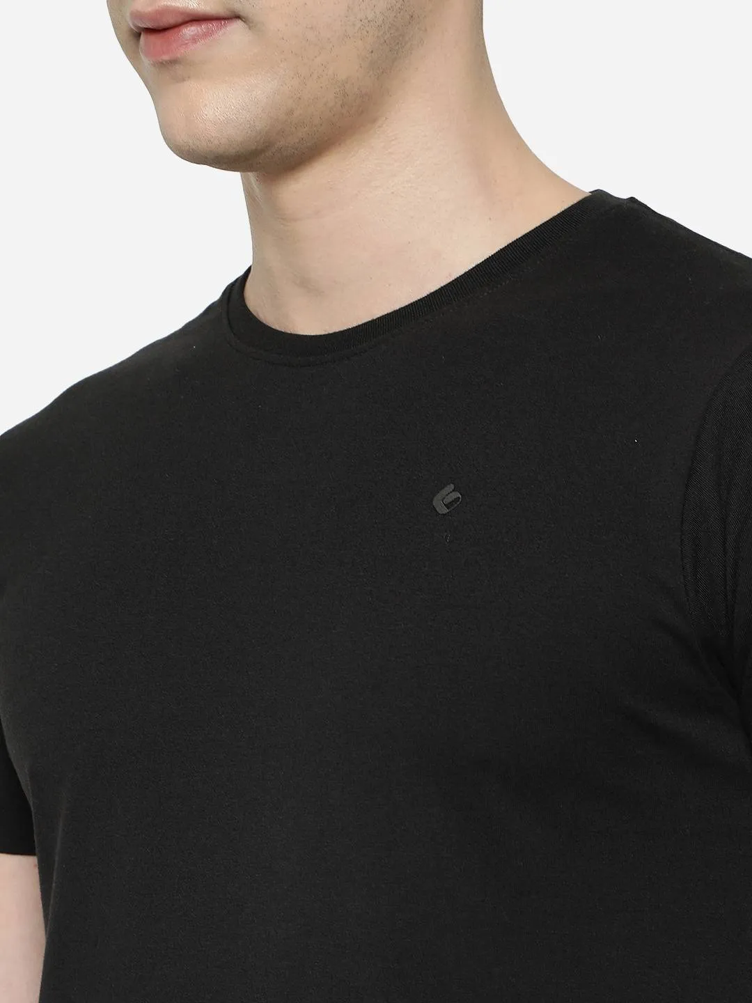 Black Solid Slim Fit T-Shirt | Greenfibre