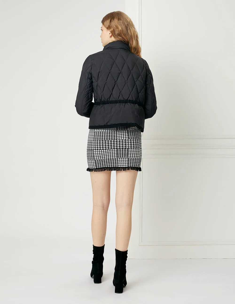 BORA AKSU HOUNDSTOOTH KNITTED MINI SKIRT