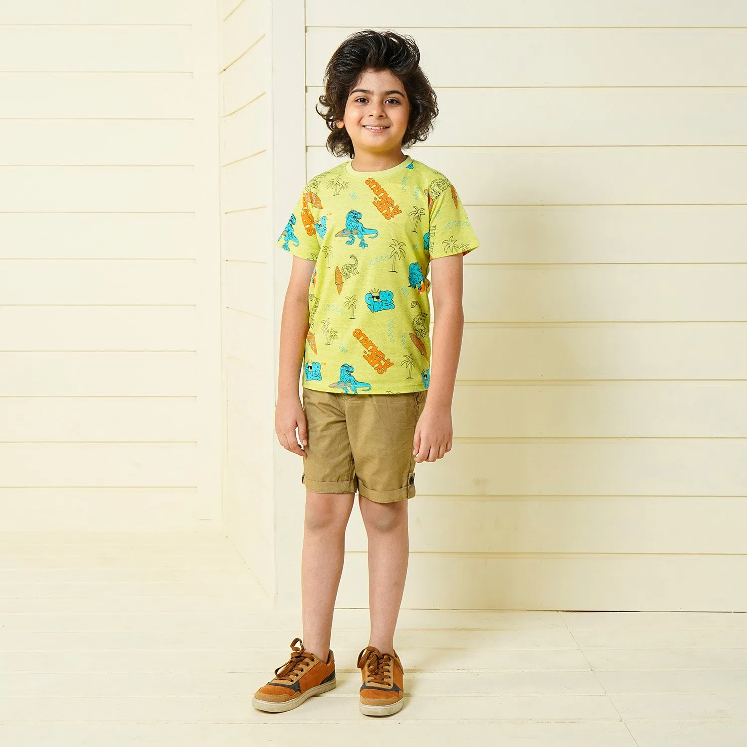 Boys Jersey T-Shirt H/S Good Vibes - Light Green