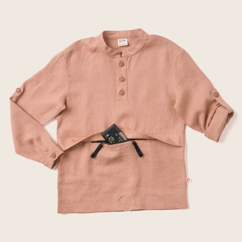 Boys' Long-Sleeve Linen T1D Shirt with Pockets - OEKO-TEX® Certified, Made in Europe