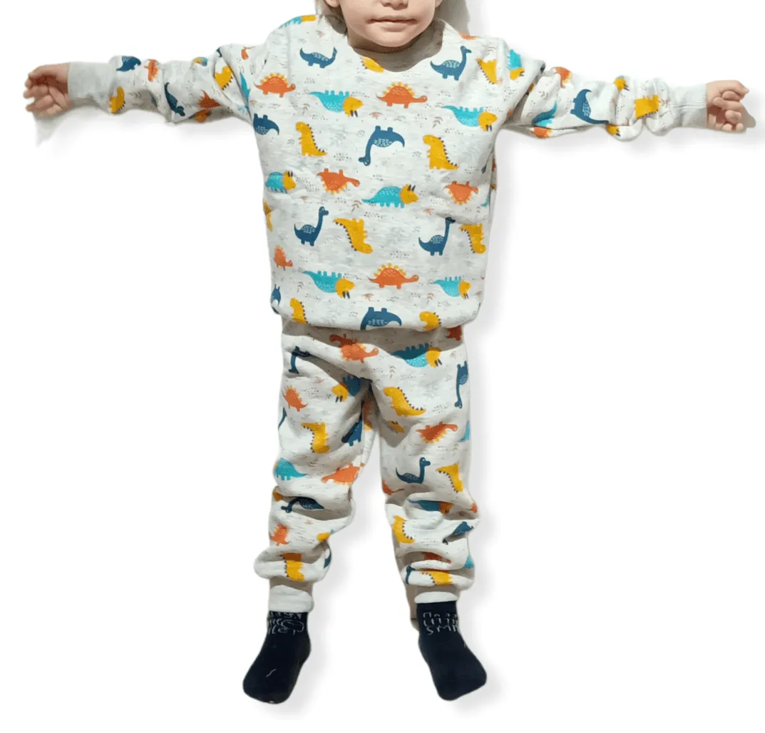 Boys Melton Pajama - Dinosaurs - Grey