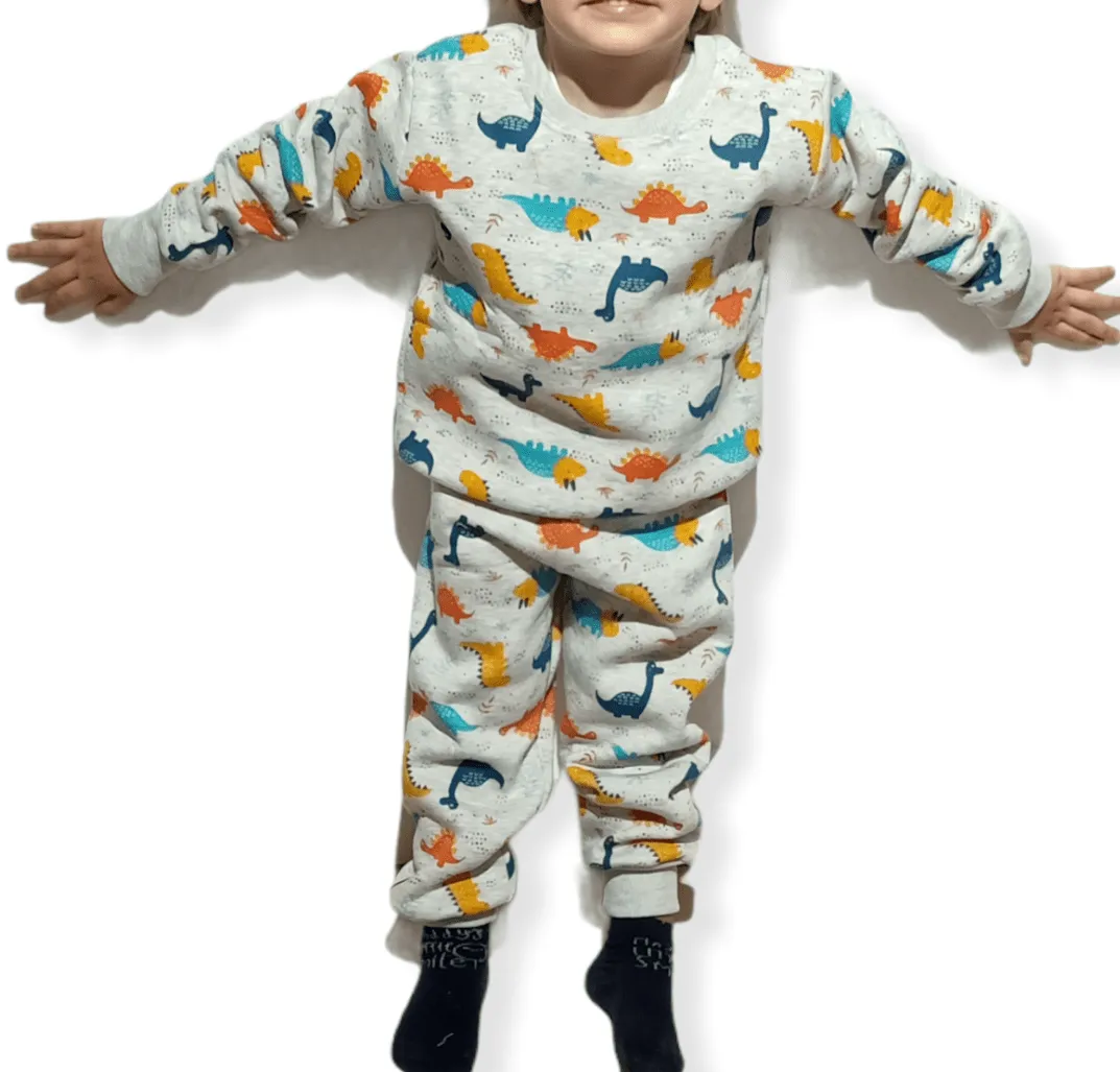 Boys Melton Pajama - Dinosaurs - Grey