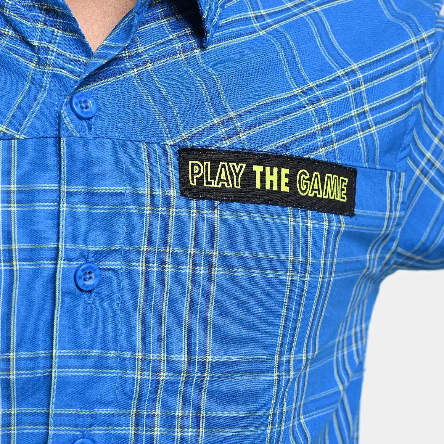 Boys Yarn Dyed Casual Shirt (Play The Game)-Blue