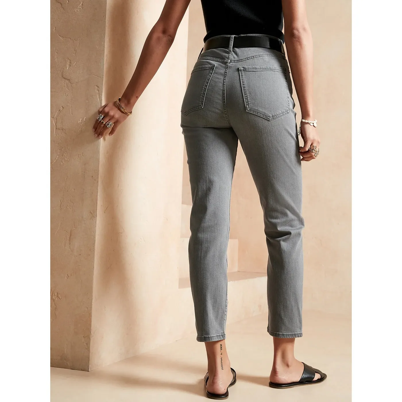 BR High Rise Grey Straight Jeans