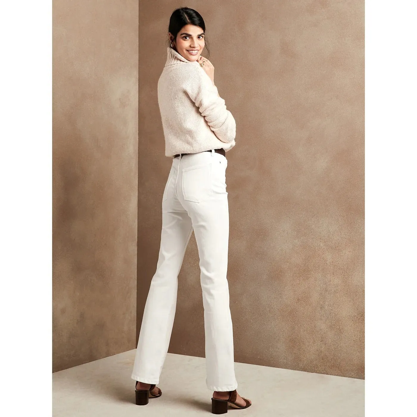 BR White Boot Cut High Rise Jeans