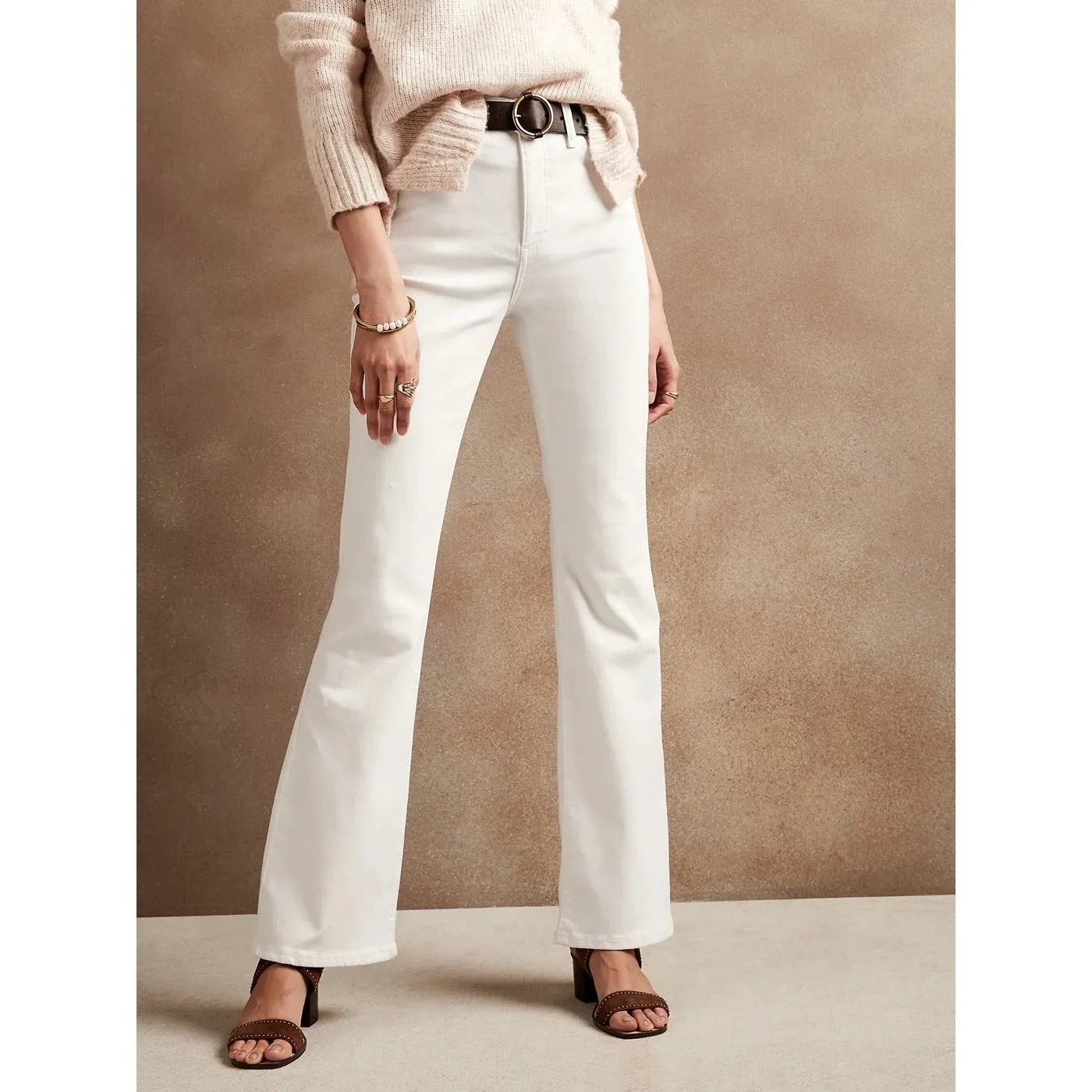 BR White Boot Cut High Rise Jeans