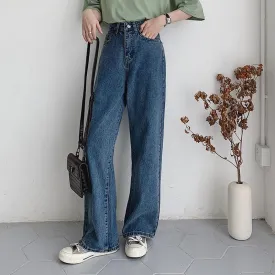 Casual High Waist Loose Women Denim Jeans Vintage Long Wide Leg Jeans