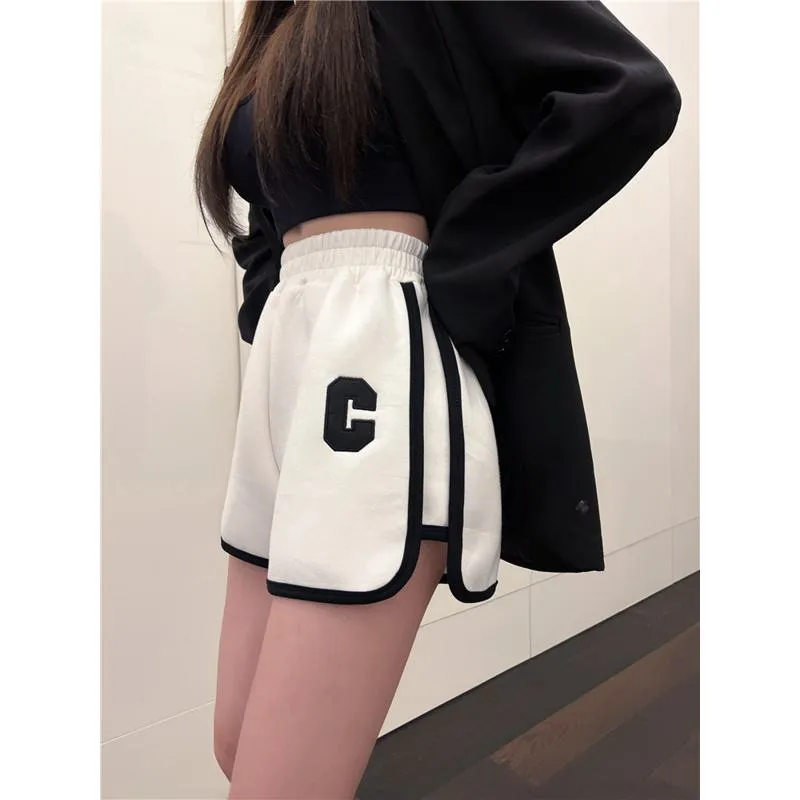 Casual Worn Outside Loose Fit Sports Slimming High-Waisted Elastic Bound Shorts