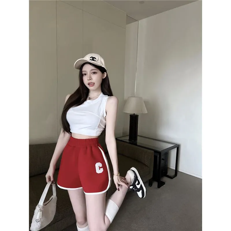 Casual Worn Outside Loose Fit Sports Slimming High-Waisted Elastic Bound Shorts