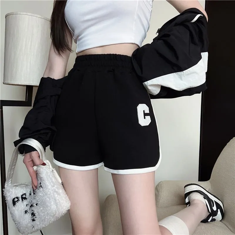 Casual Worn Outside Loose Fit Sports Slimming High-Waisted Elastic Bound Shorts