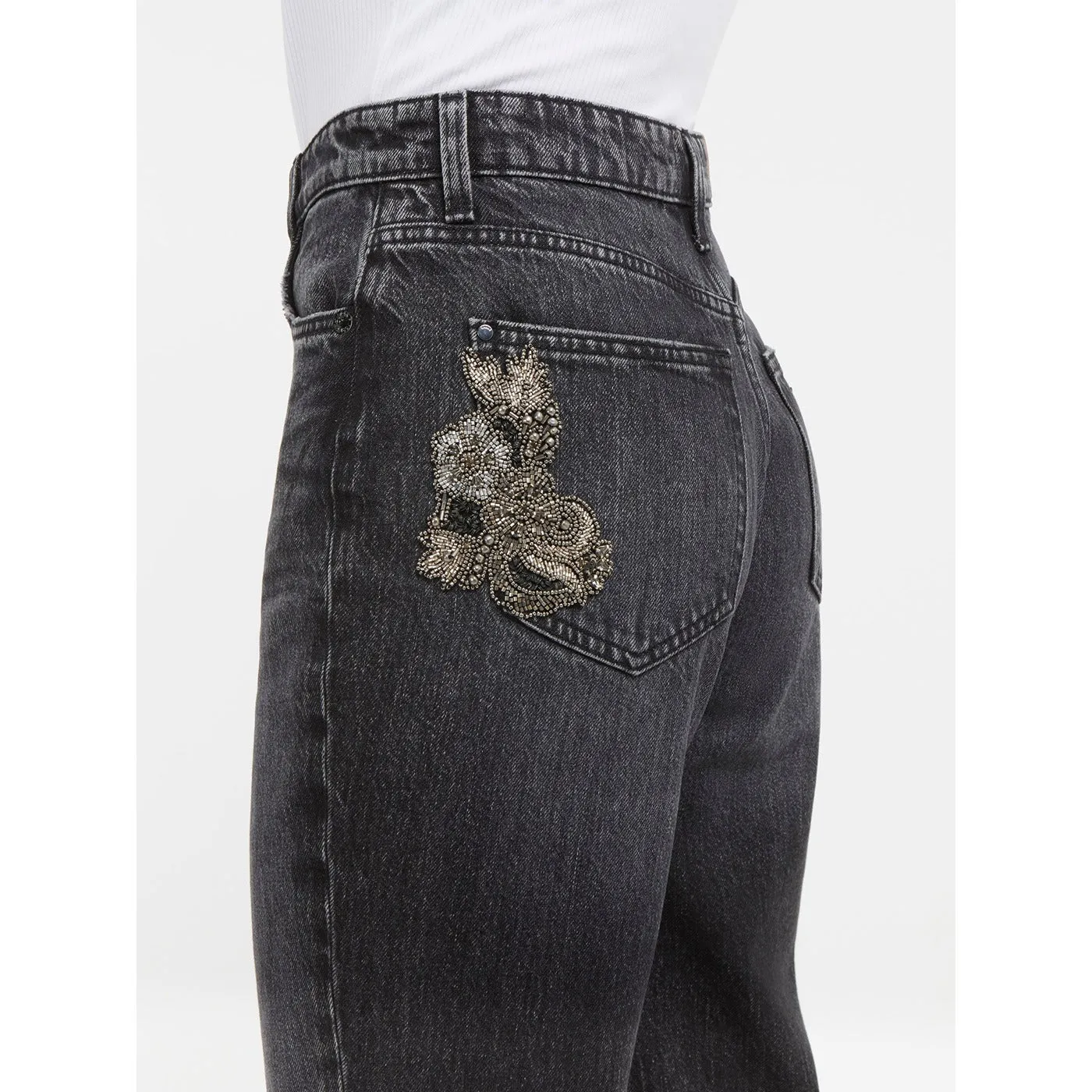 Charcoal High Rise Straight Jeans