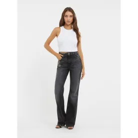 Charcoal High Rise Straight Jeans