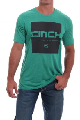 CINCH MENS LOGO CREW NECK TEE - HEATHER GREEN