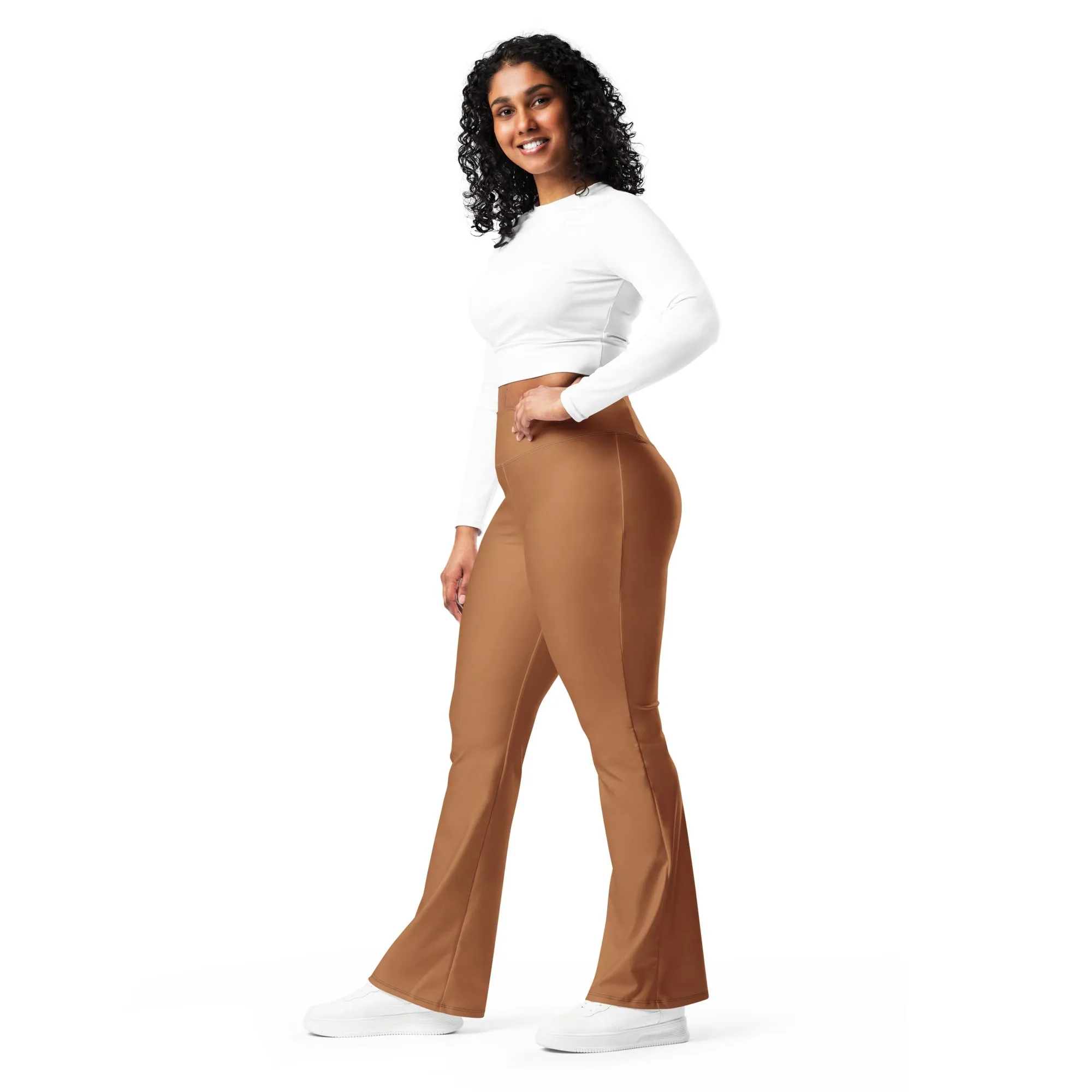 Copper High Waisted Flare Leggings