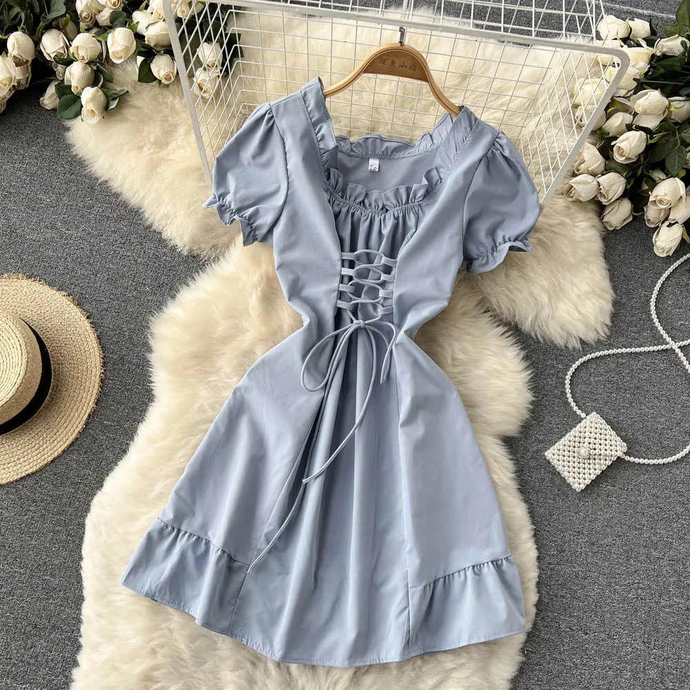 Cute A line lace up dress fashion girl dress   S437