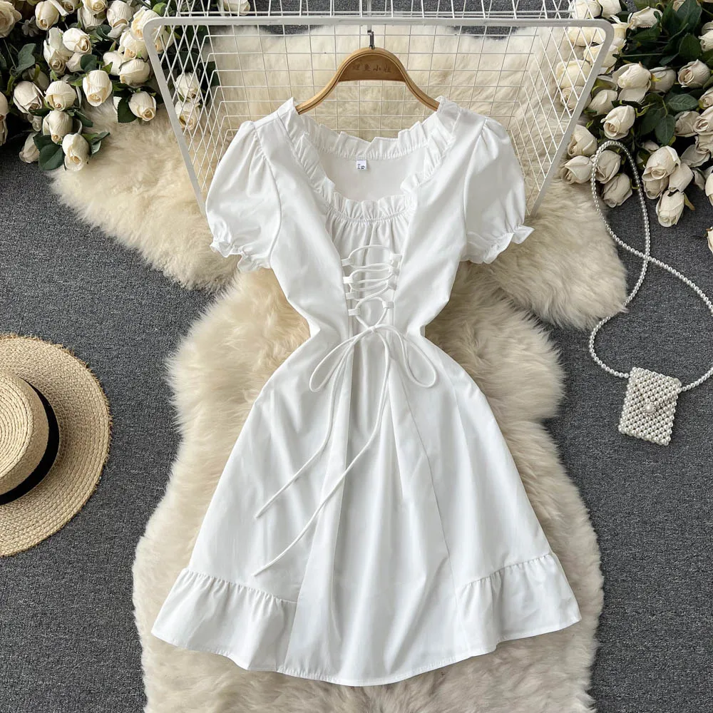 Cute A line lace up dress fashion girl dress   S437