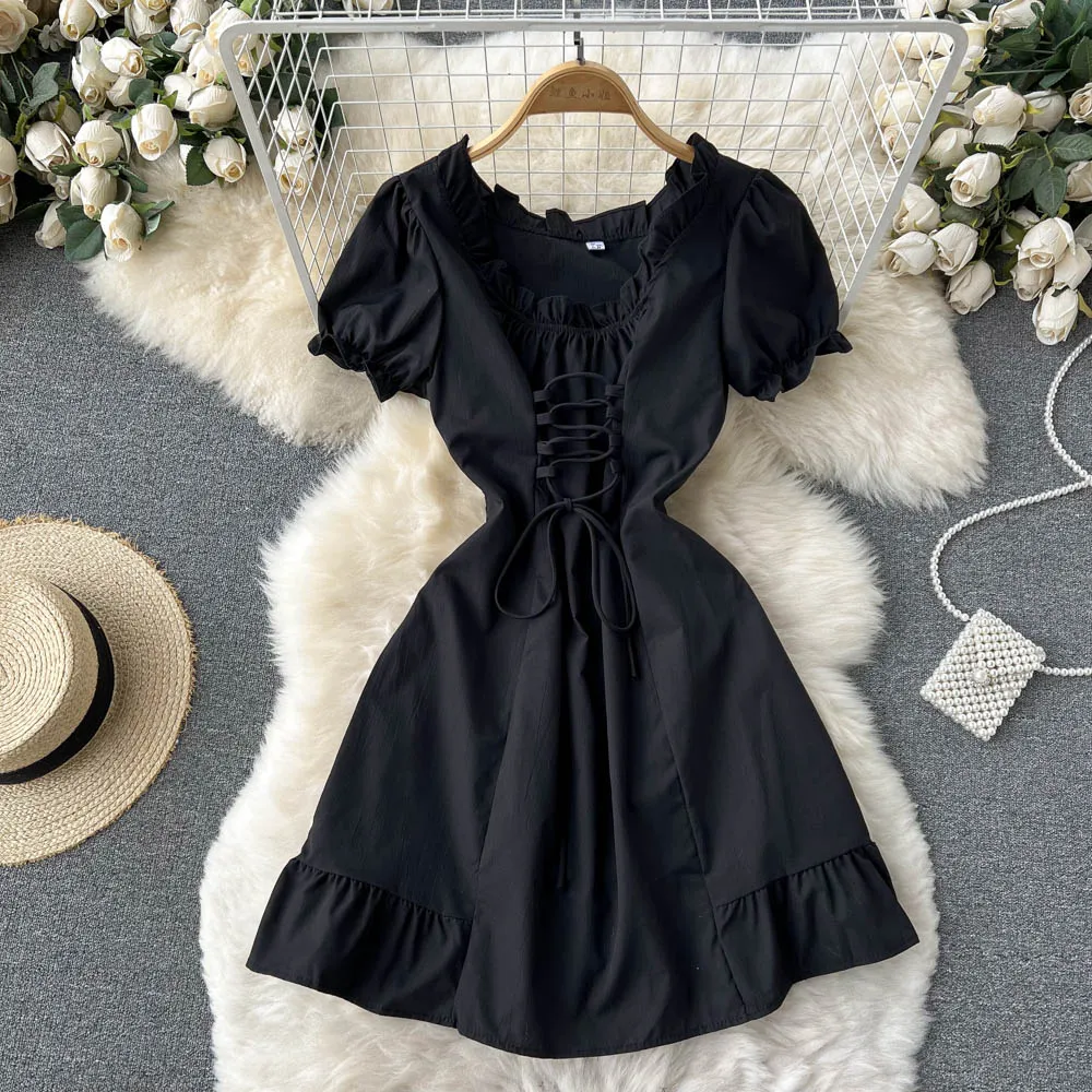 Cute A line lace up dress fashion girl dress   S437