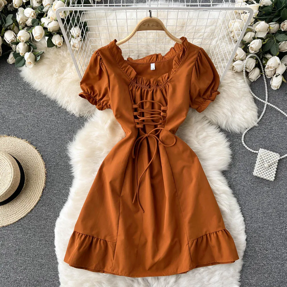 Cute A line lace up dress fashion girl dress   S437