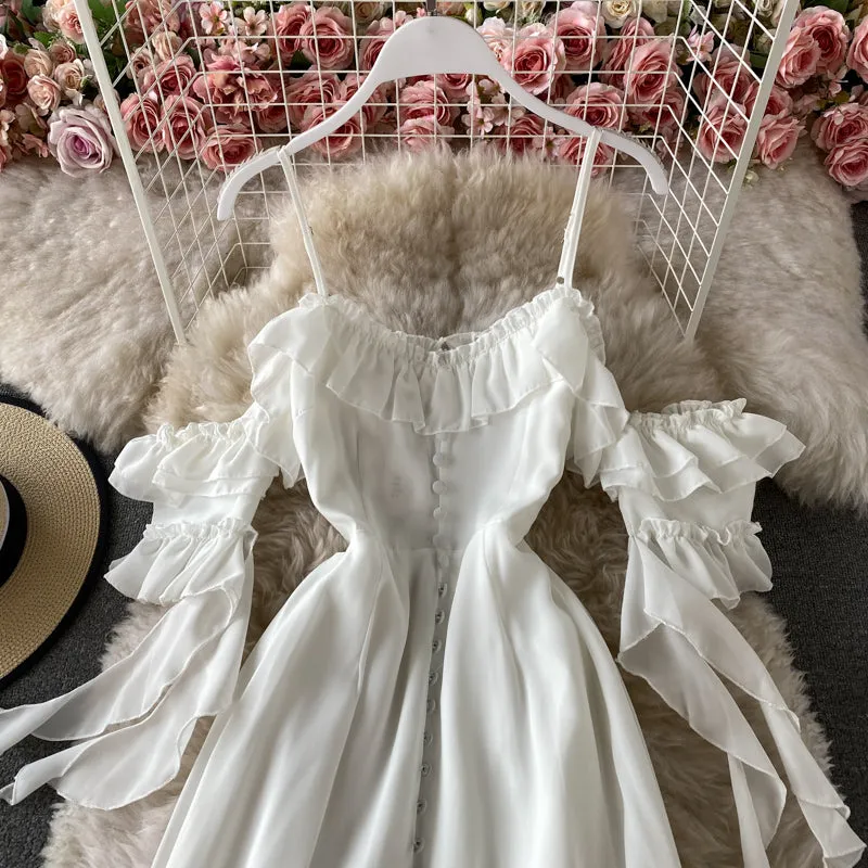 Cute chiffon white dress fashion dress     S76