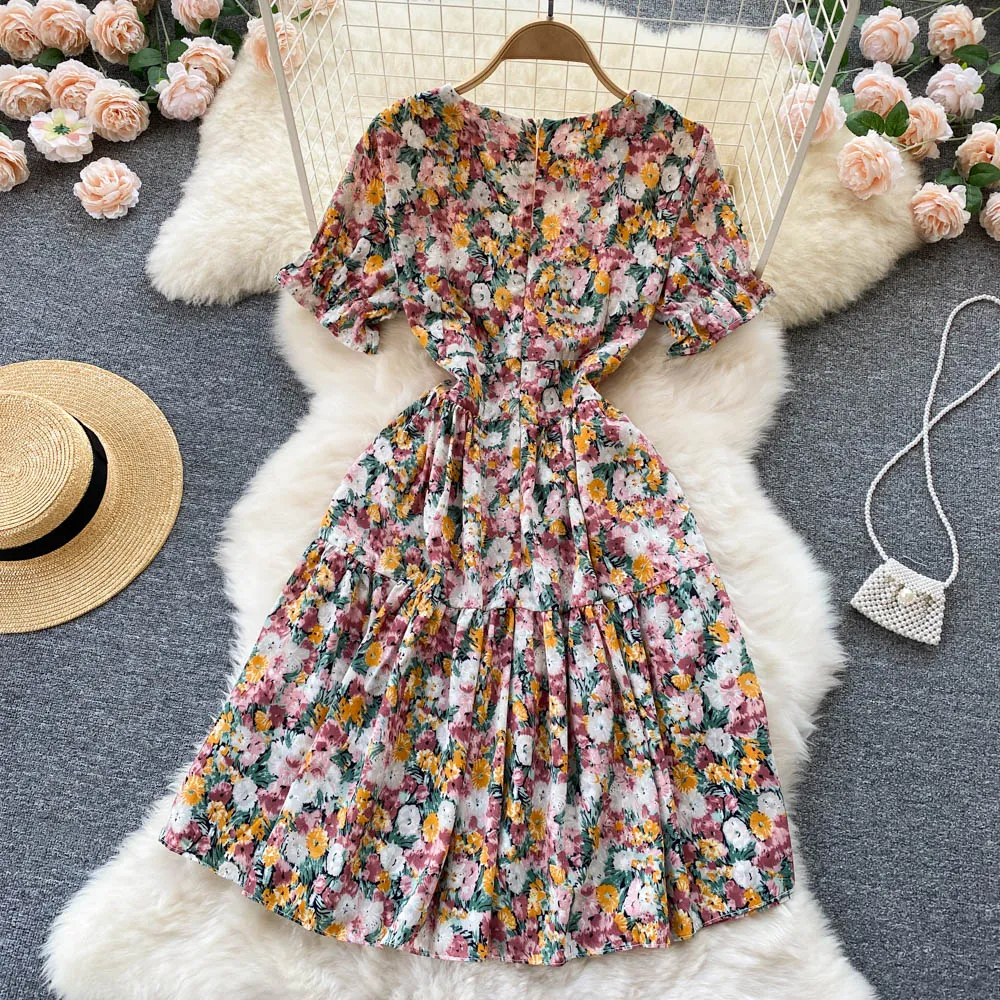 Cute floral short dress A line fashion dress    S442