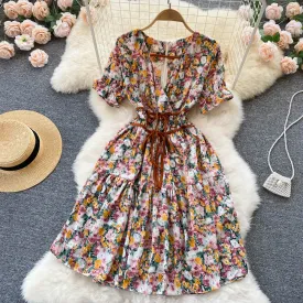 Cute floral short dress A line fashion dress    S442