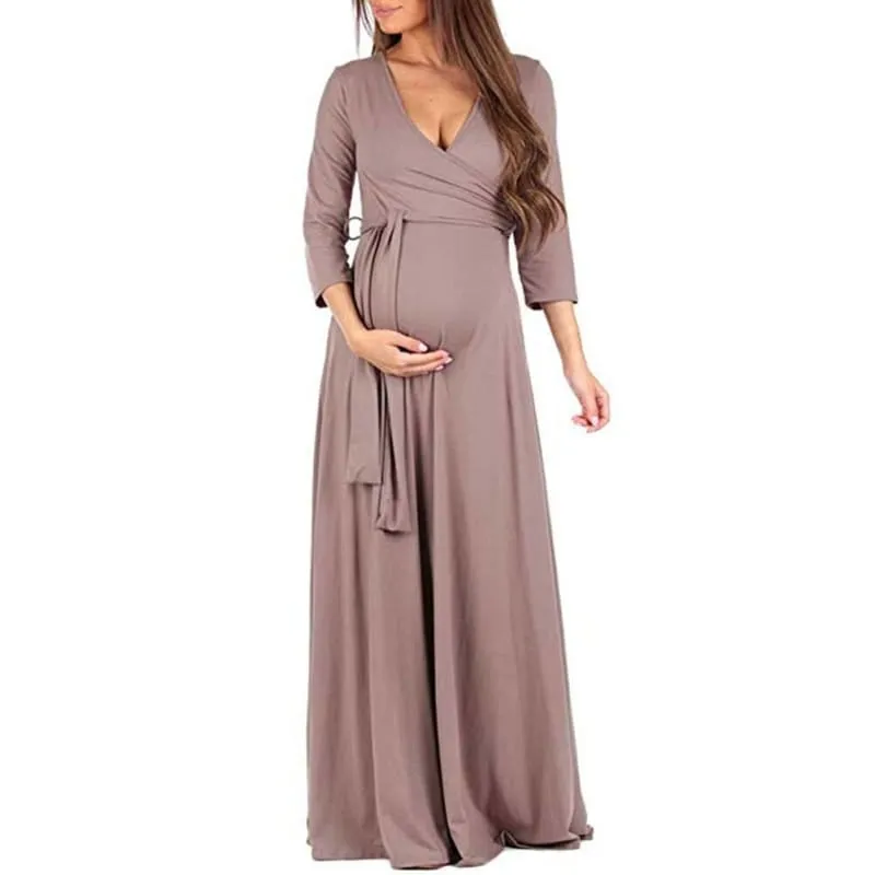 Deep V-Neck Dresses for Pregnant Women