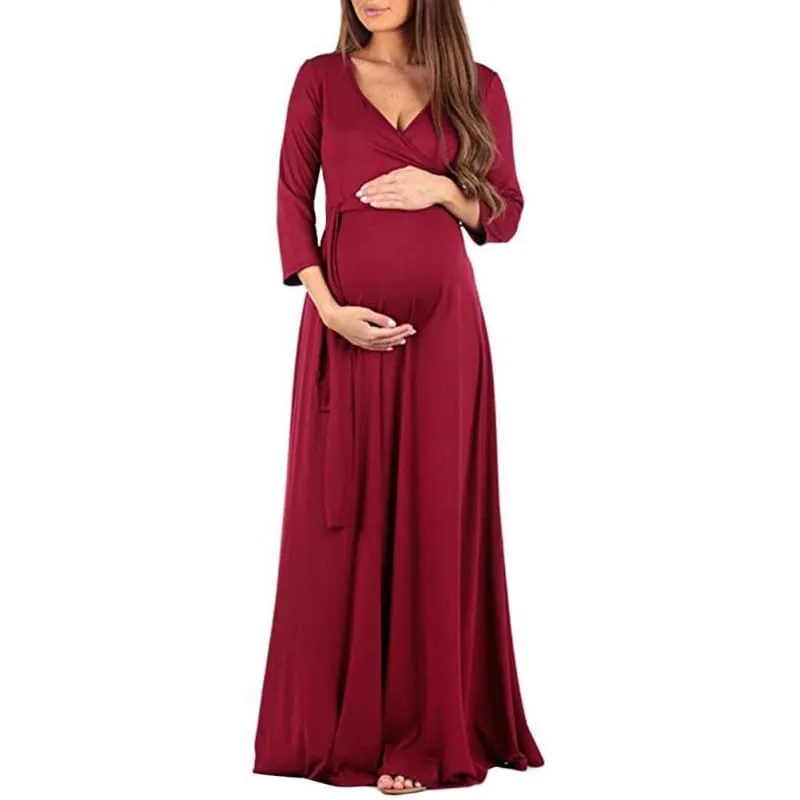 Deep V-Neck Dresses for Pregnant Women