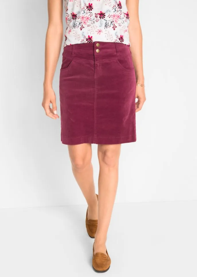 Elastic corduroy skirt Bpc Bonprix Collection, red