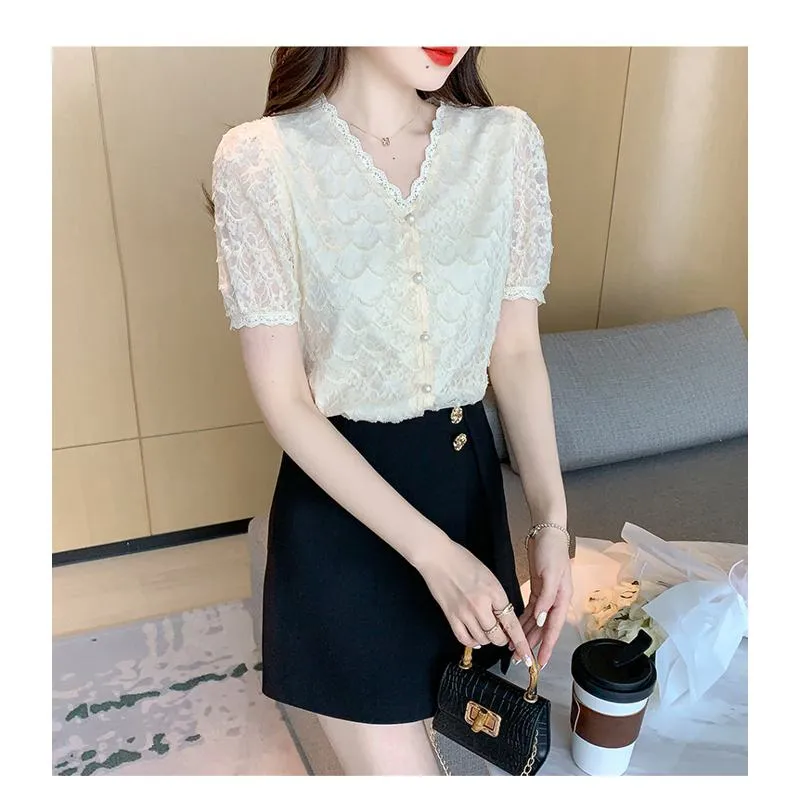 Fairy Lace Gentle V-Neck Blouse