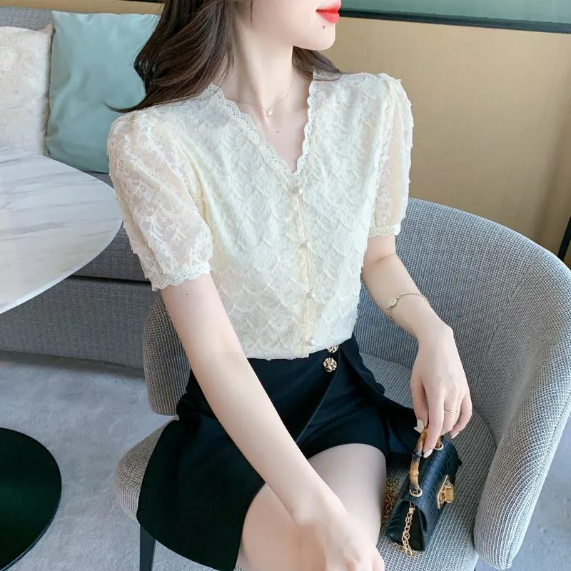 Fairy Lace Gentle V-Neck Blouse