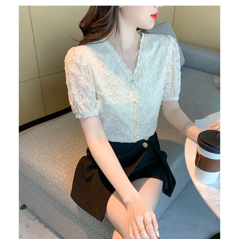 Fairy Lace Gentle V-Neck Blouse