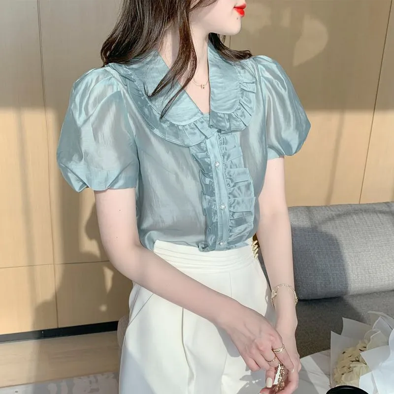 Fairy V-Neck Chiffon Lantern Blouse