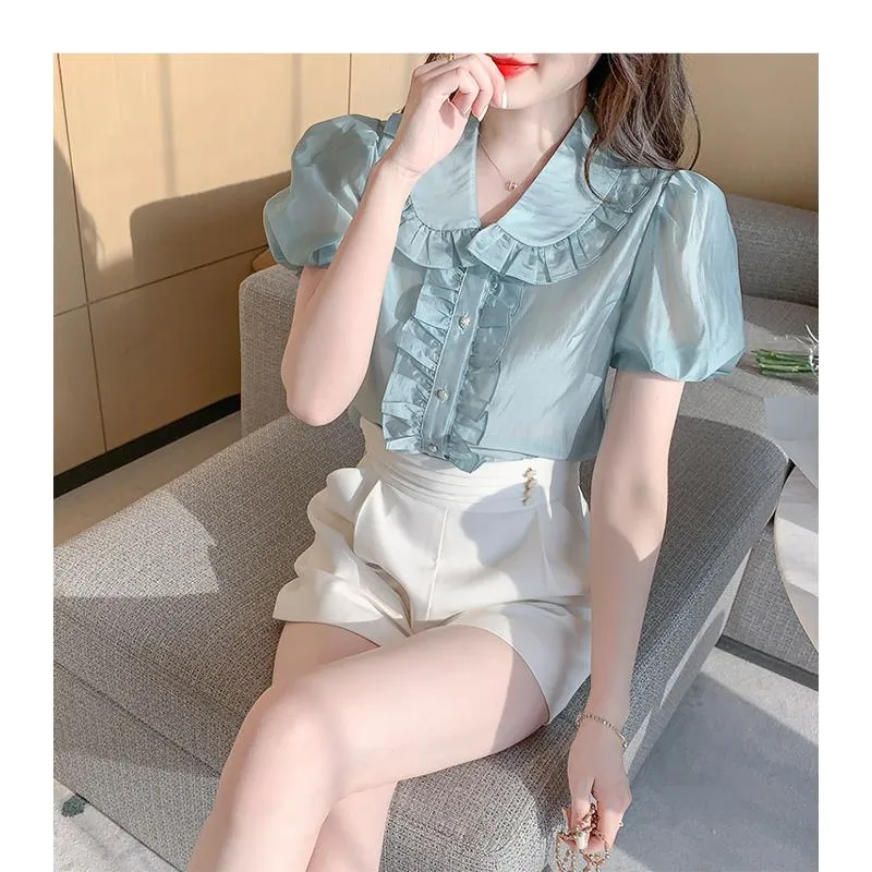 Fairy V-Neck Chiffon Lantern Blouse