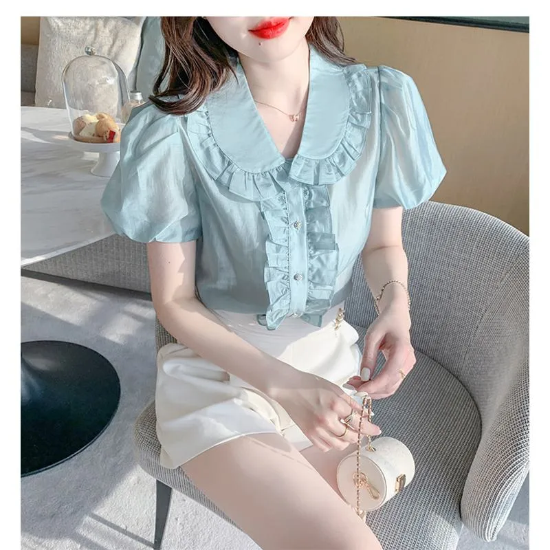 Fairy V-Neck Chiffon Lantern Blouse