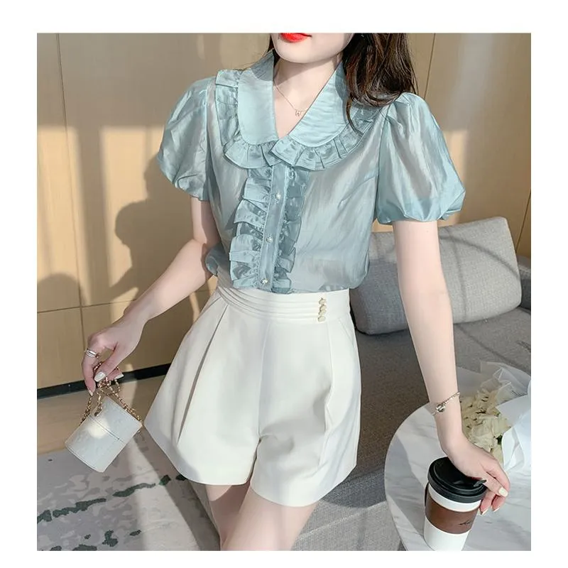 Fairy V-Neck Chiffon Lantern Blouse