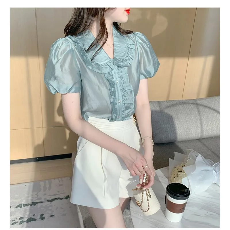 Fairy V-Neck Chiffon Lantern Blouse