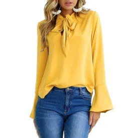 Flare Sleeve Blouse Temperament Chiffon Blouses (US 10-18w)