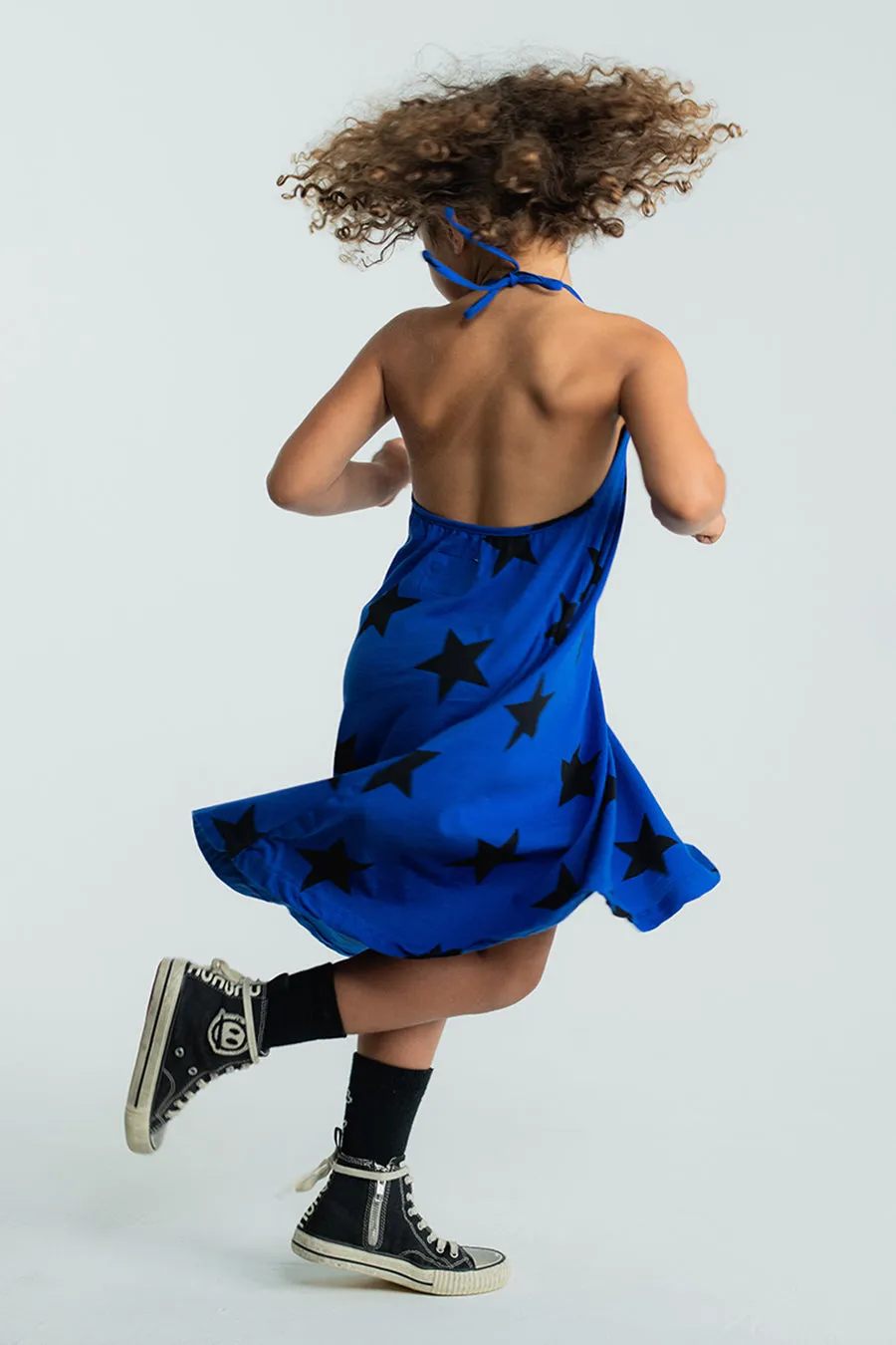 Girls Dress Nununu Star Collar Blue