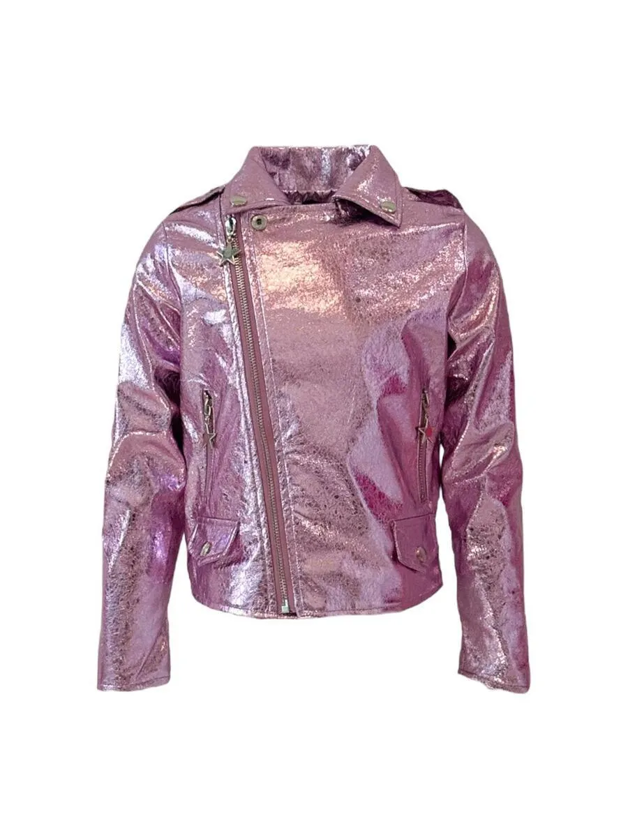 Girls Outerwear | Metallic Rose Moto | Lola and The Boys