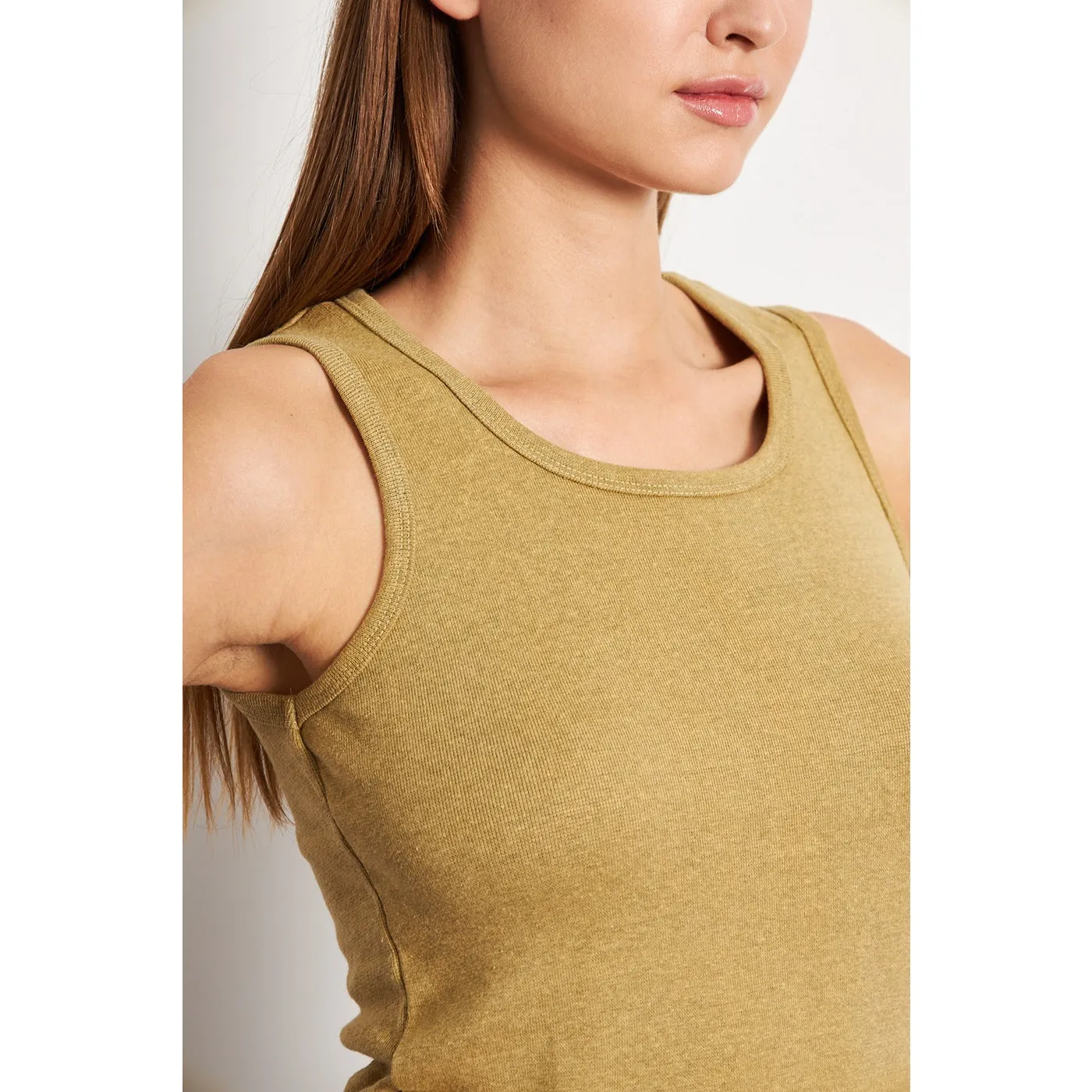 Green Melange Basic Tank Top