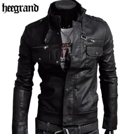 HEE GRAND Classic Style Motorcycling PU Leather Jackets Slim