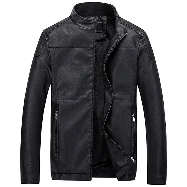 HEE GRAND New Leather Jackets For Men Windproof  Motorcycle Jacket