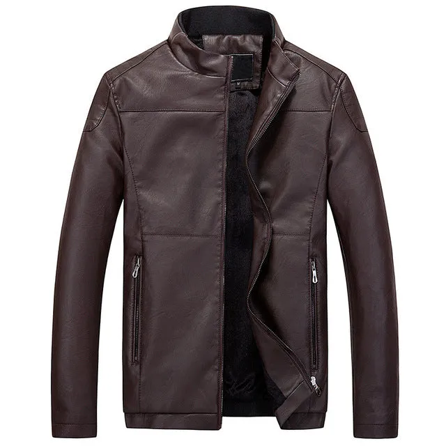 HEE GRAND New Leather Jackets For Men Windproof  Motorcycle Jacket