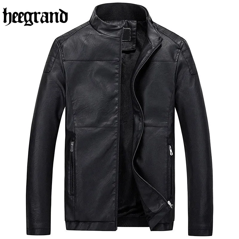 HEE GRAND New Leather Jackets For Men Windproof  Motorcycle Jacket