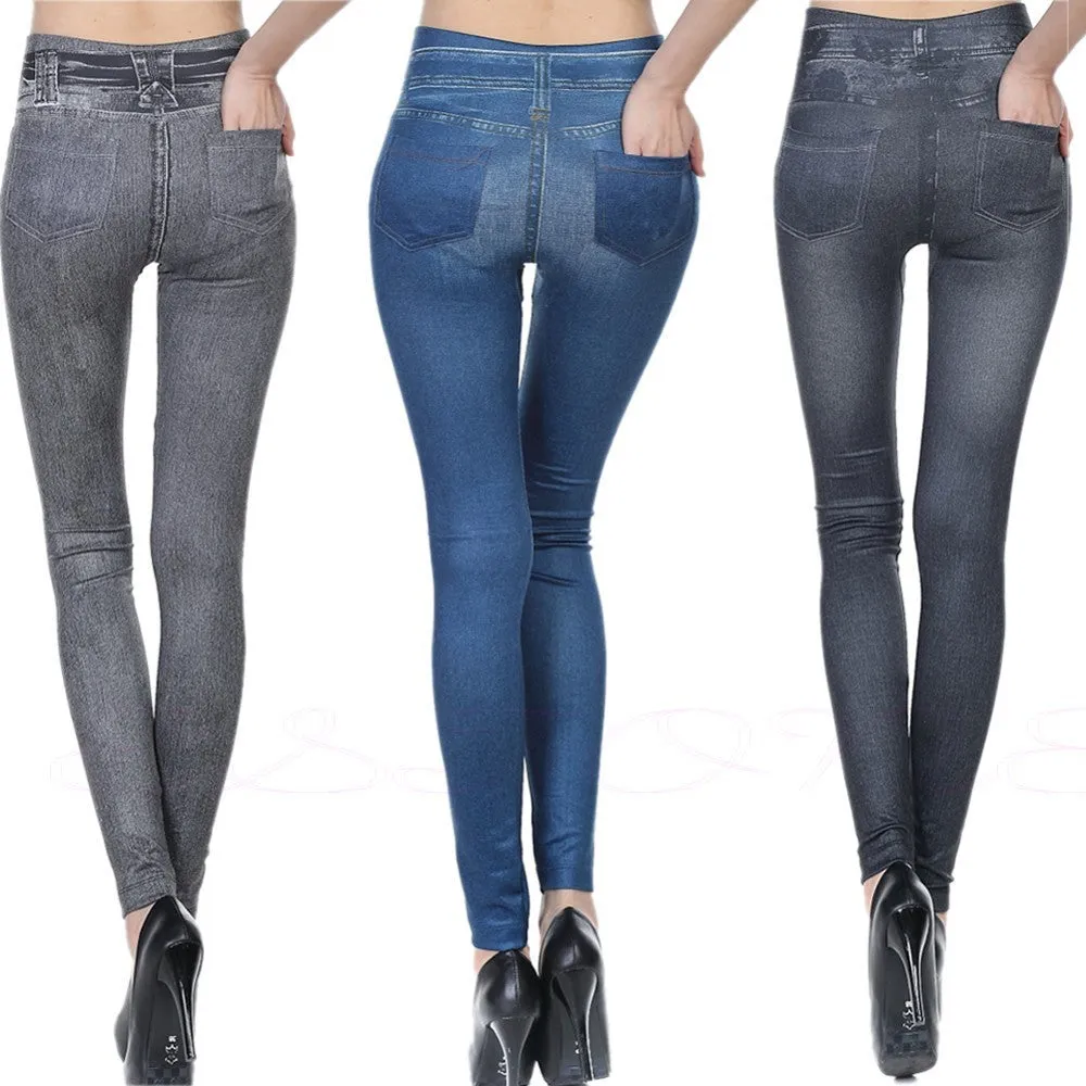 High Waisted Denim Leggings